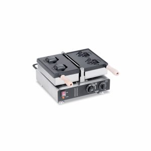 2 Pieces Non-Stick Shaka Hand Sign Commercial Waffle Machine TTS-2214 - Opening Waffle Maker Side View