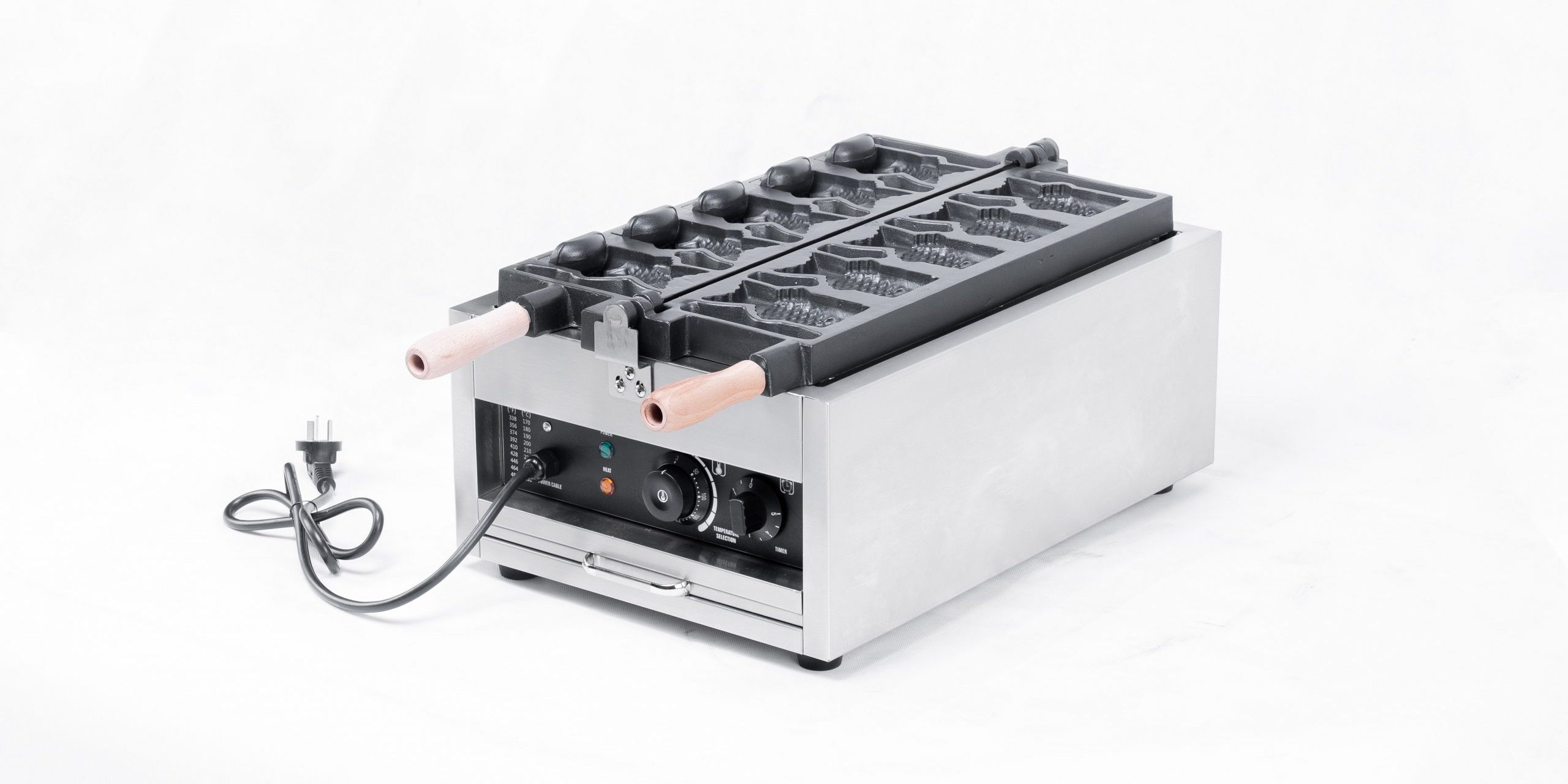5 Fish Shape Open Mouth Taiyaki Waffle Maker Machine TTS-1101B 5 Fish Shape Open Mouth Taiyaki Waffle Maker Machine TTS-1101B - Waffle Maker Side View