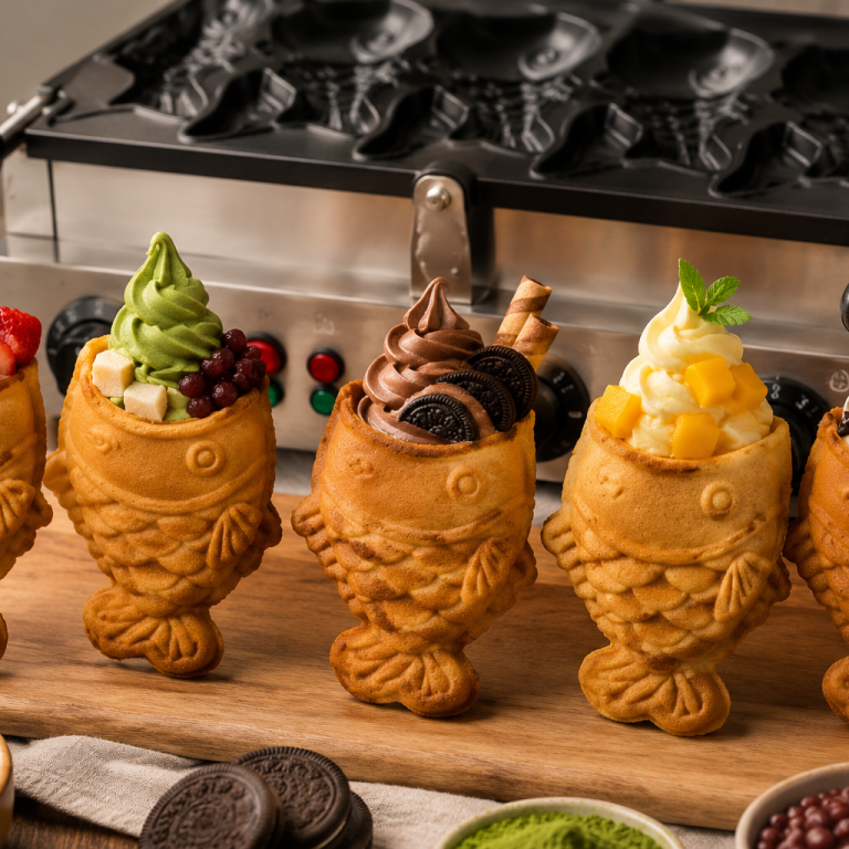 5 Fish Shape Open Mouth Taiyaki Waffle Maker for Dessert Shops 5 Fish Shape Open Mouth Taiyaki Waffle Maker for Dessert Shops
